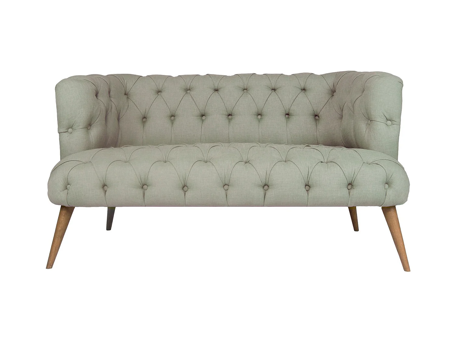 Canapé 2 places style Chesterfield tissu gris clair Wester 140cm