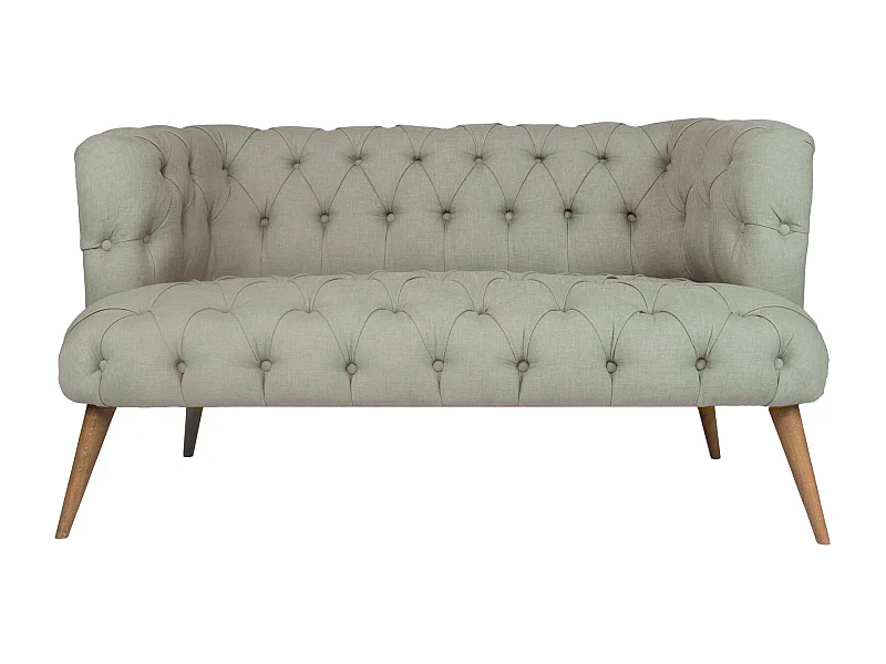 Sofá chesterfield Altadena 249, Gris, 140x75x76cm, Tapiz, Patas: Madera