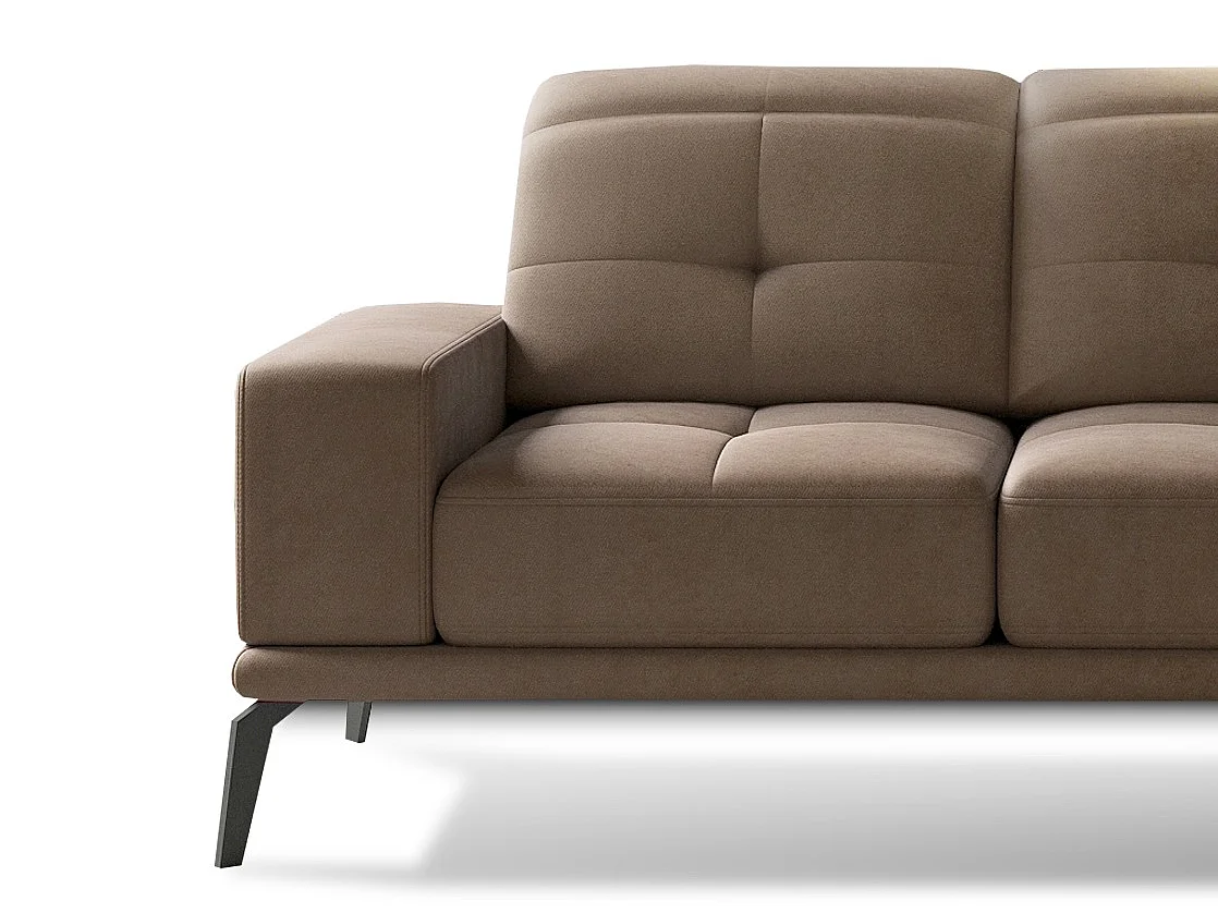 Canapé d'angle droit 5 places velours marron clair Torpille 265cm