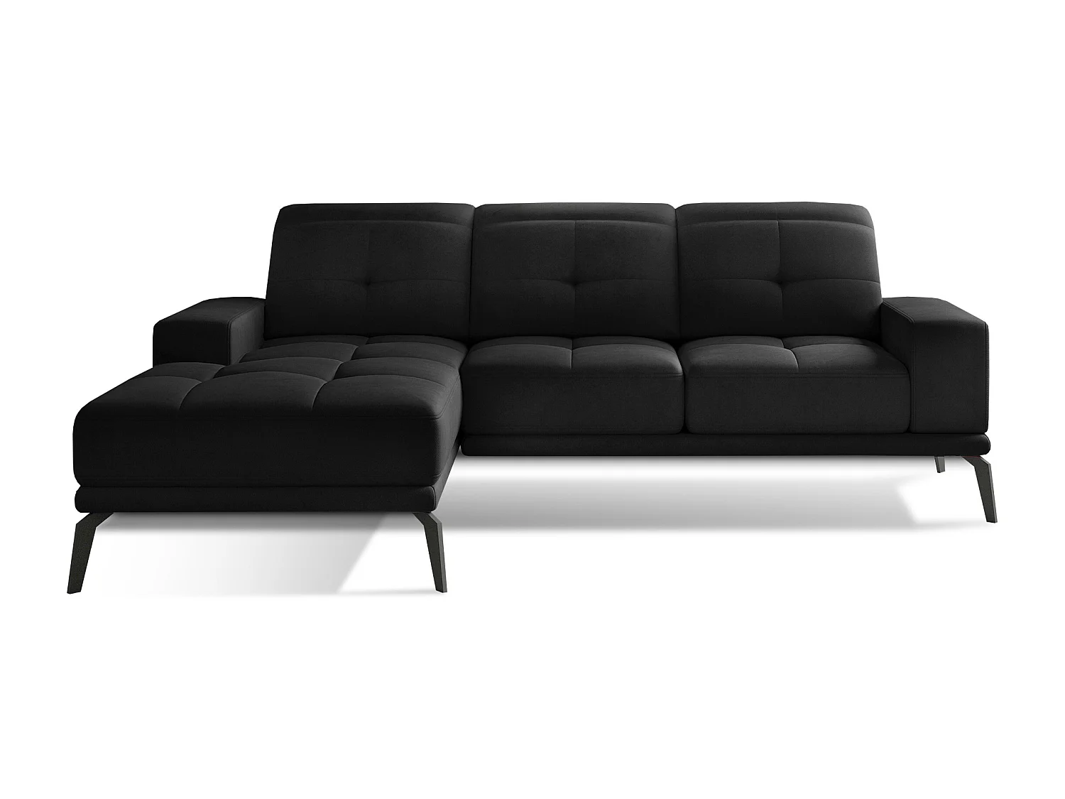 Linkerhoekbank 5 plaatsen zwarte stof Torpille 265 cm