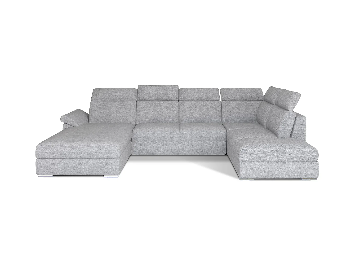 Canapé panoramique convertible tissu gris souris coffre de rangement à gauche Levano 330cm