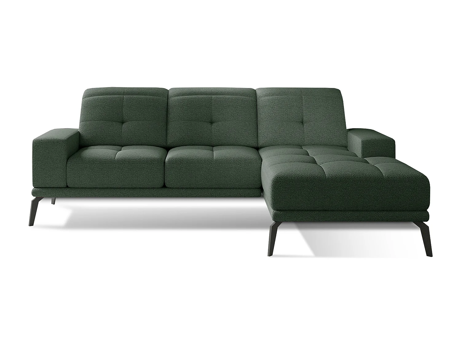 Canapé d'angle droit 5 places tissu vert avocat Torpille 265cm