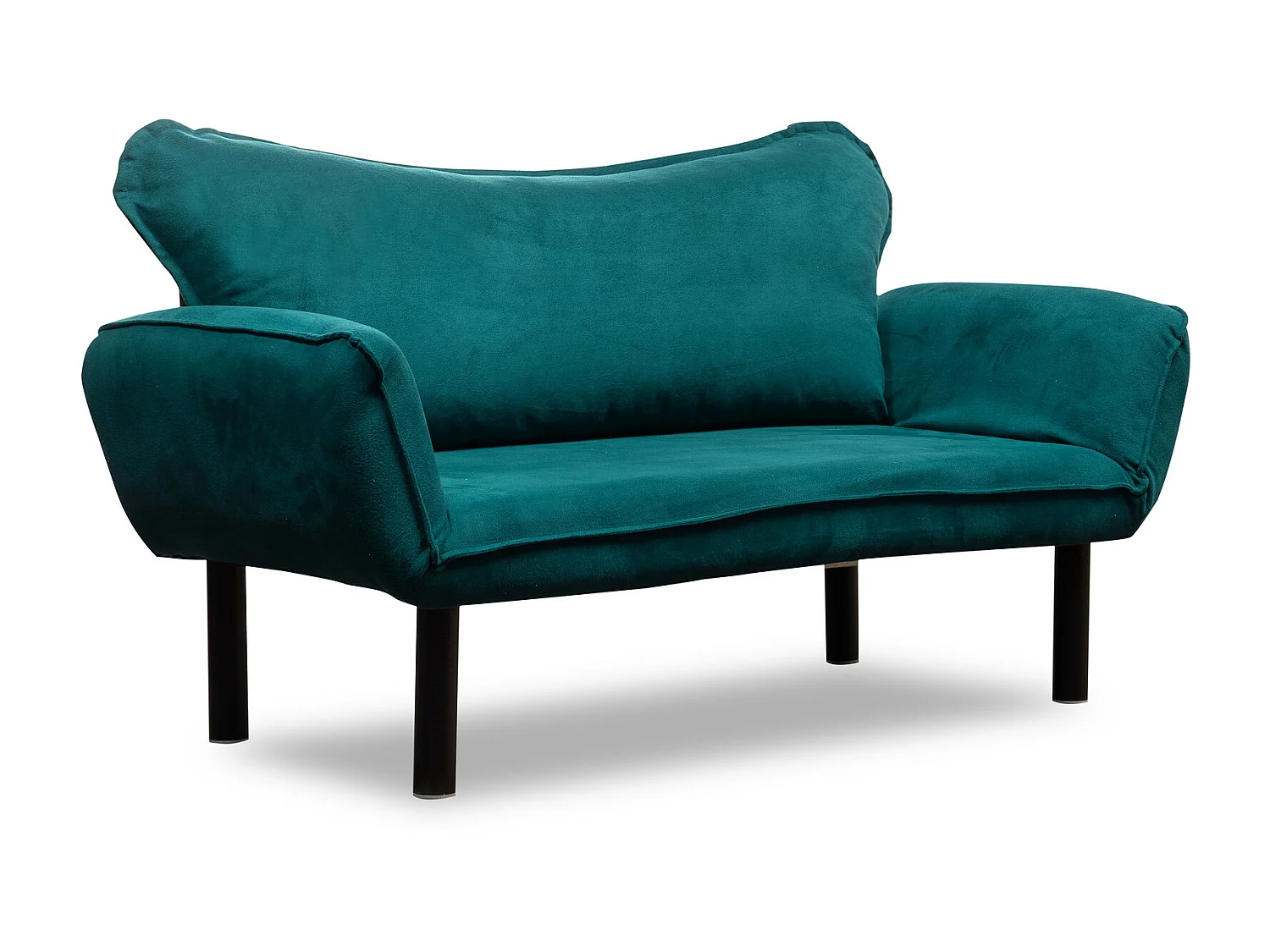 Canapé convertible 2 places tissu bleu canard Kalos 140cm