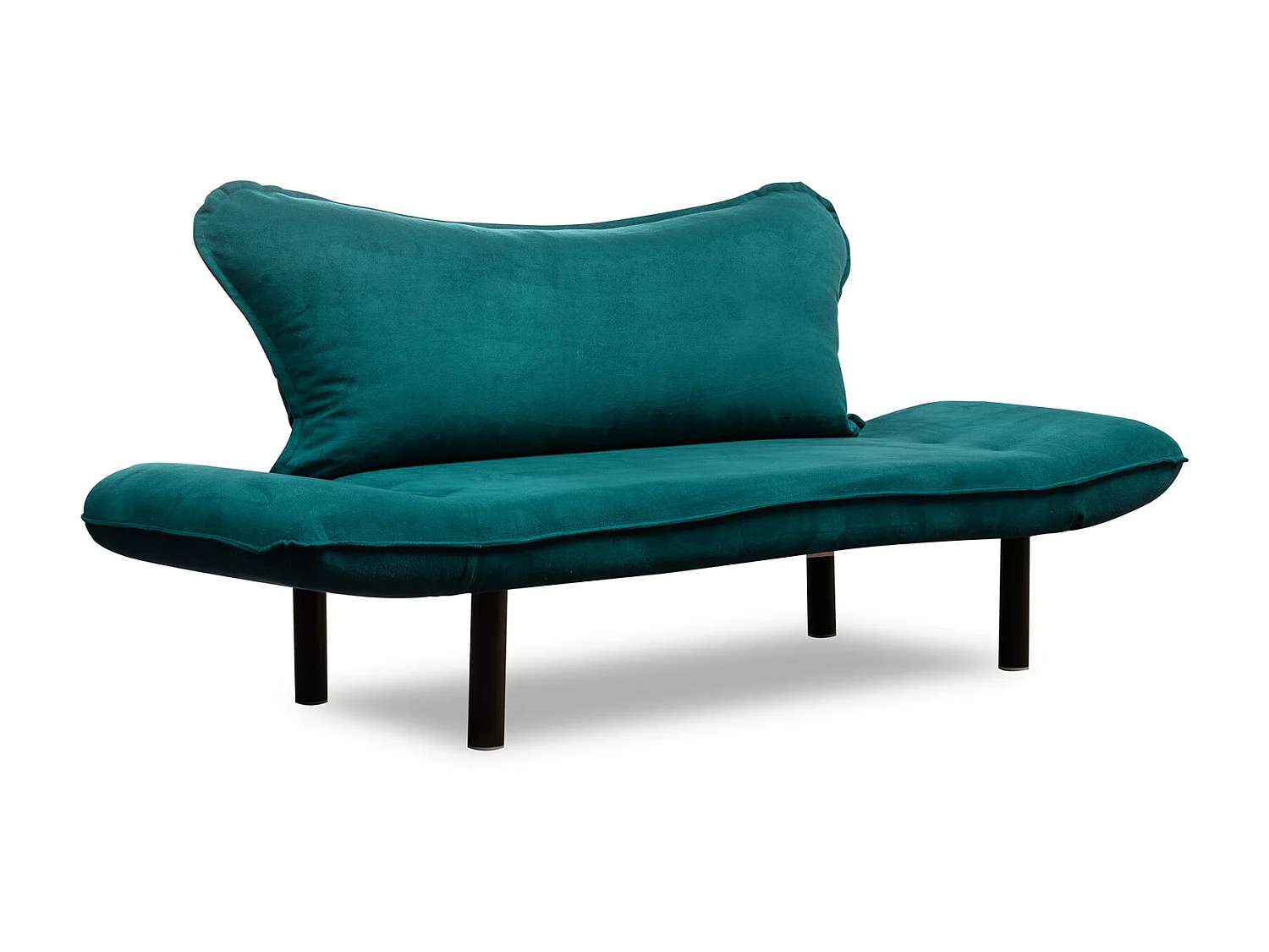 Canapé convertible 2 places tissu bleu canard Kalos 140cm