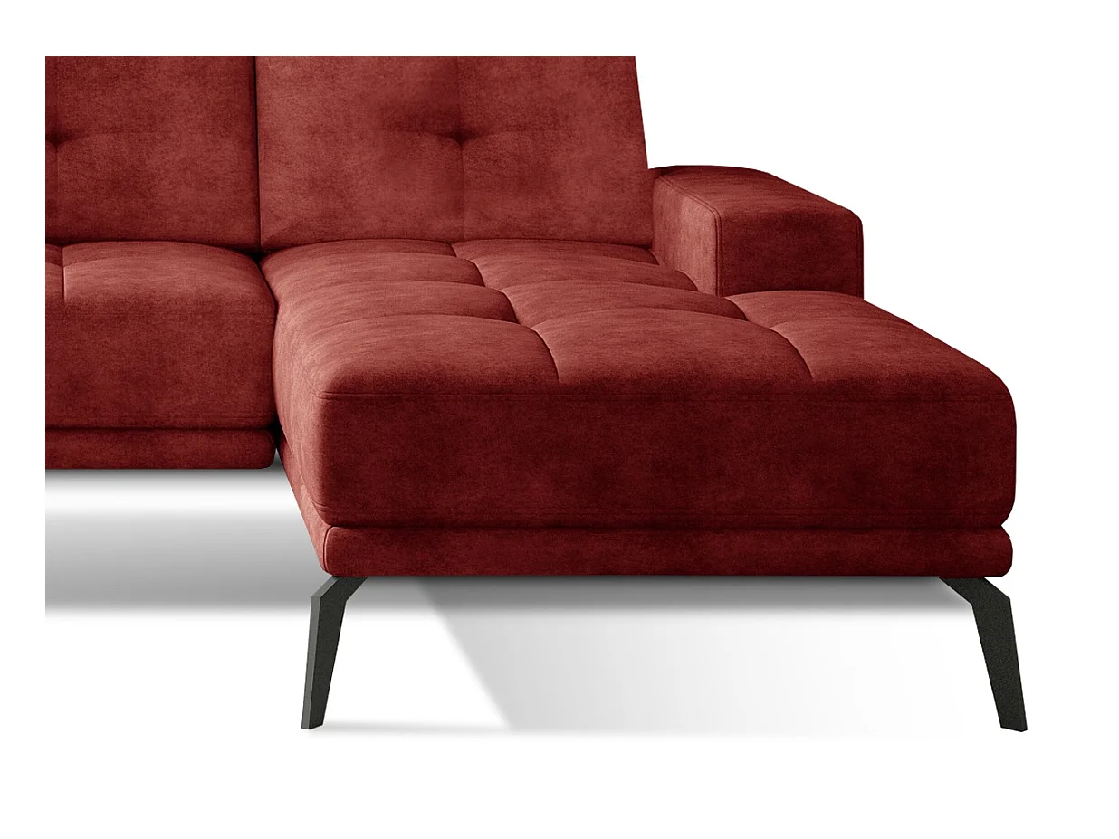 Canapé d'angle droit 5 places tissu suédine rouge tomette Torpille 265cm