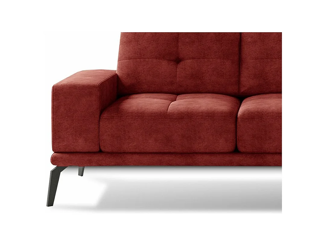Canapé d'angle droit 5 places tissu suédine rouge tomette Torpille 265cm