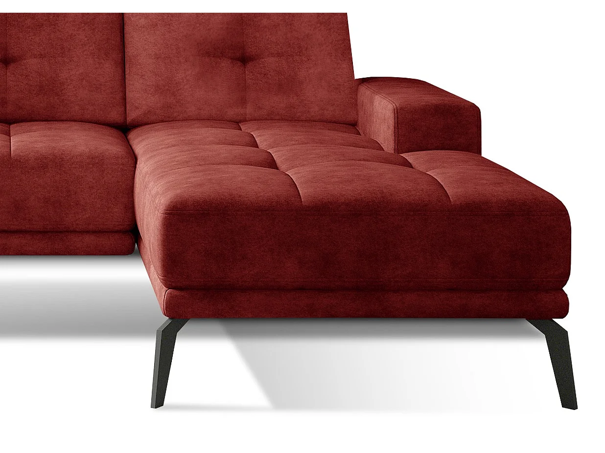 Canapé d'angle droit 5 places tissu suédine rouge tomette Torpille 265cm