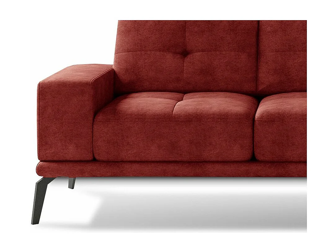 Canapé d'angle droit 5 places tissu suédine rouge tomette Torpille 265cm