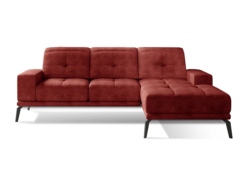 Canapé d'angle droit 5 places tissu suédine rouge tomette Torpille 265cm