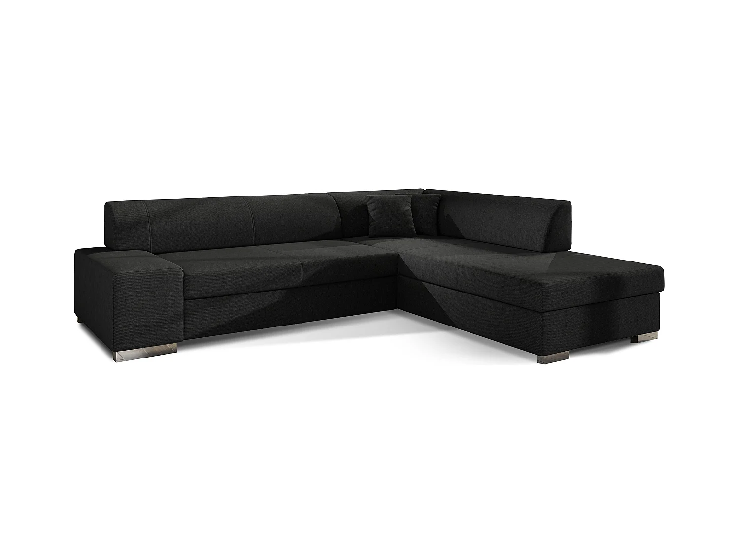 Canapé convertible moderne angle droit tissu noir Plazo 278cm