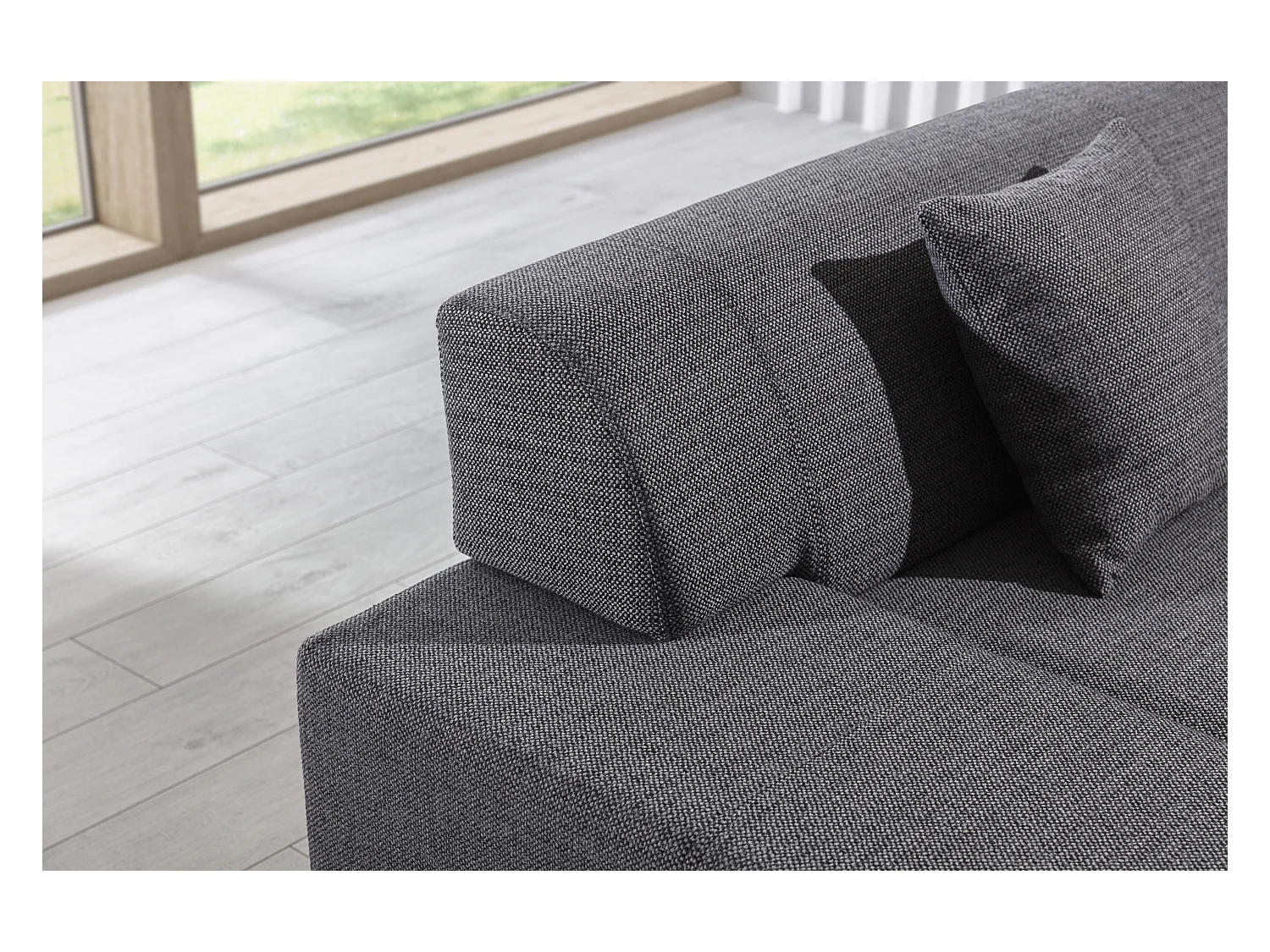Canapé convertible moderne angle droit tissu noir Plazo 278cm