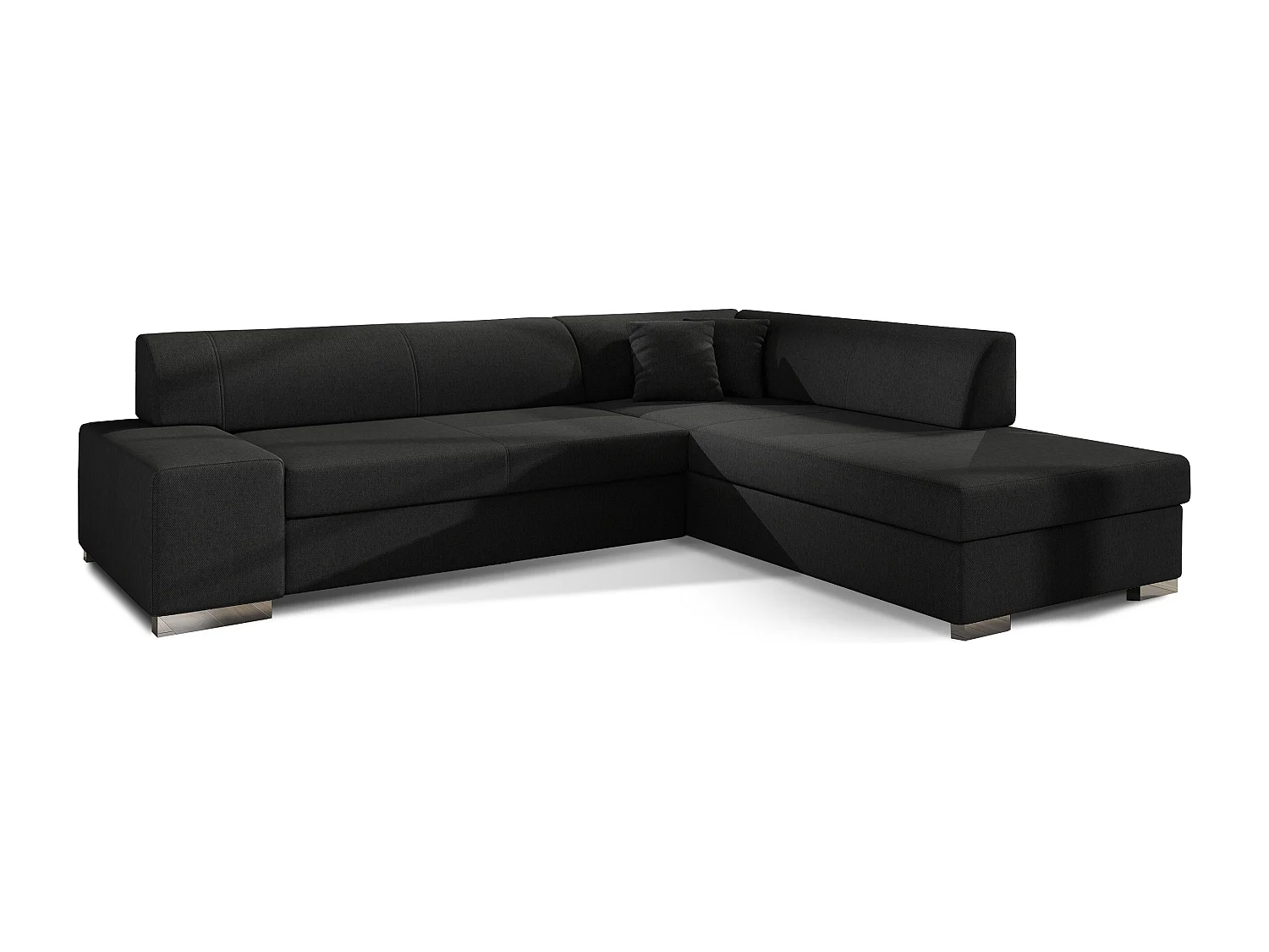 Moderne slaapbank haaks zwart stof Plazo 278 cm