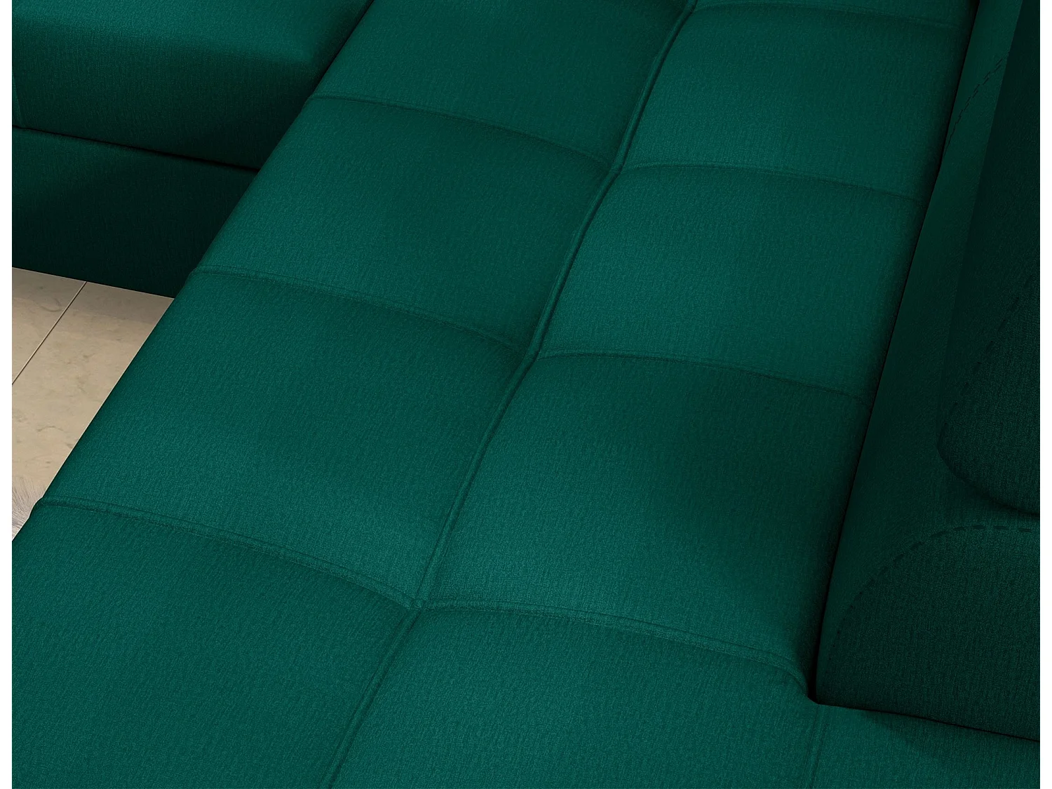 Canapé d'angle convertible velours MARIDO - Coffre et appuis-tête réglables-Vert sapin-angle gauche