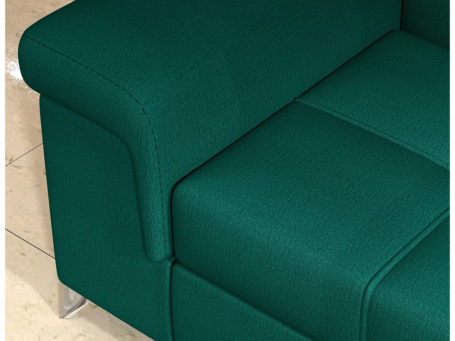 Canapé d'angle convertible velours MARIDO - Coffre et appuis-tête réglables-Vert sapin-angle gauche