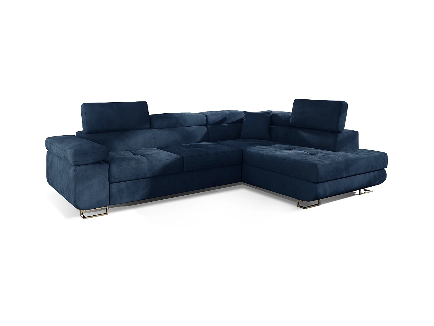 Canapé d'angle droit convertible velours bleu marine Marka 275cm