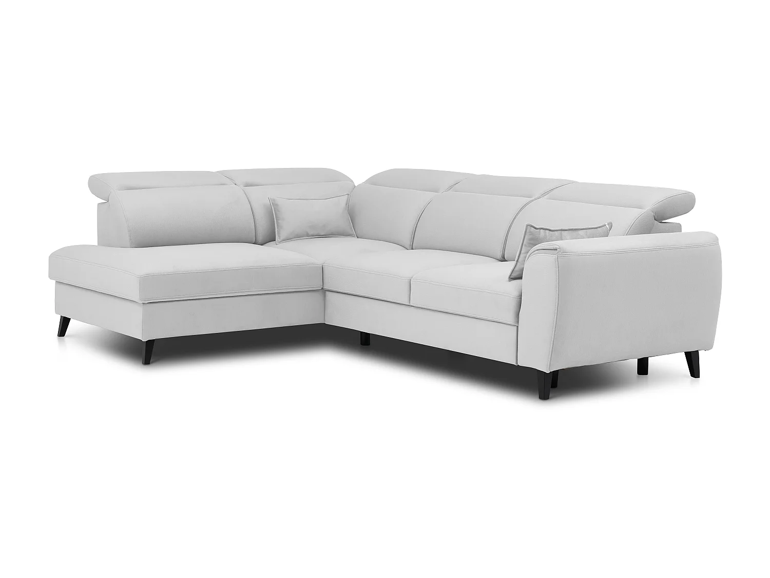 Canapé d'angle gauche convertible tissu gris clair Noblesse 255cm