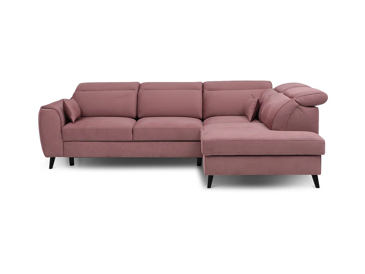 Canapé d'angle droit convertible tissu rose poudré Noblesse 255cm
