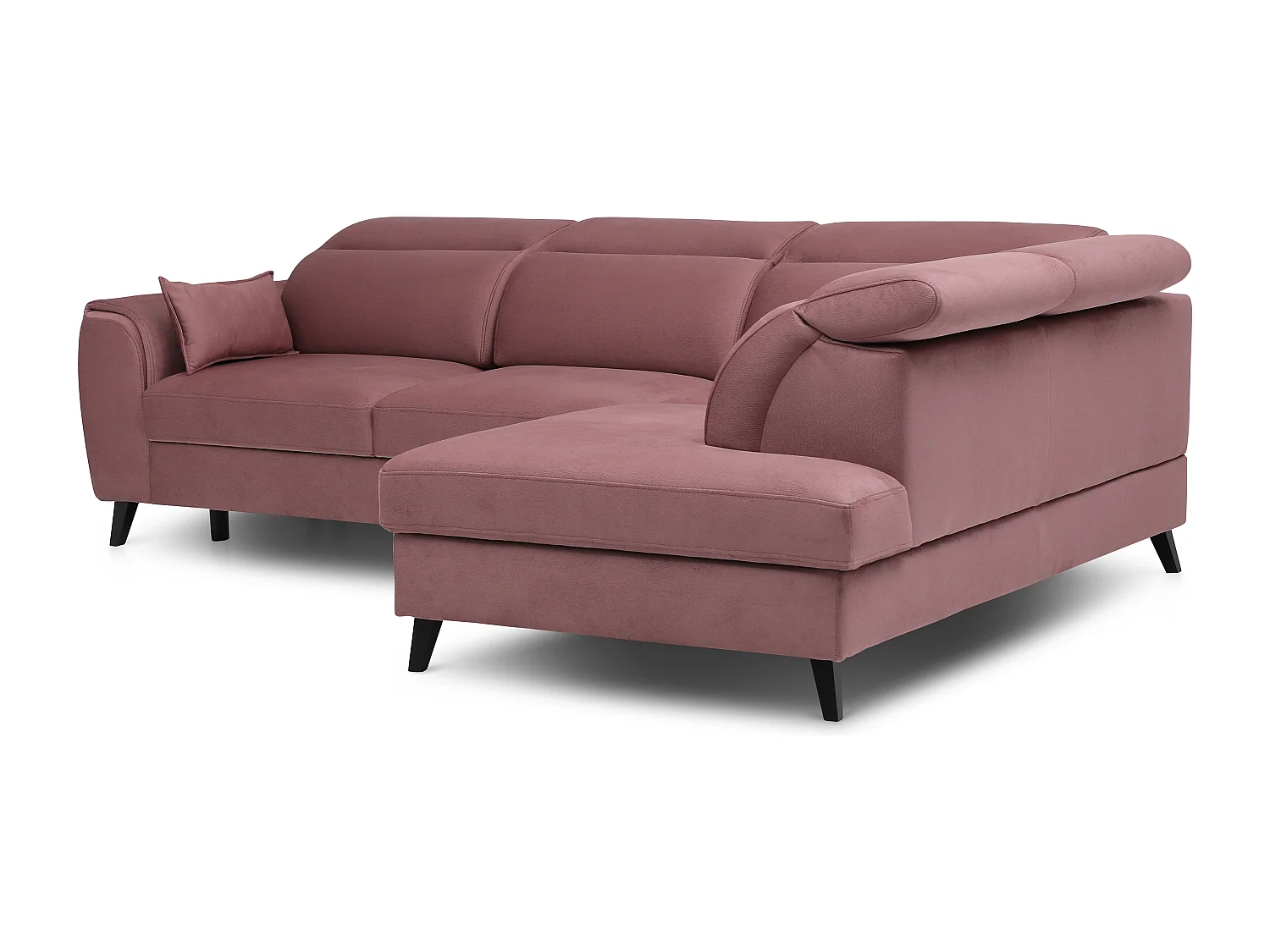 Canapé d'angle droit convertible tissu rose poudré Noblesse 255cm