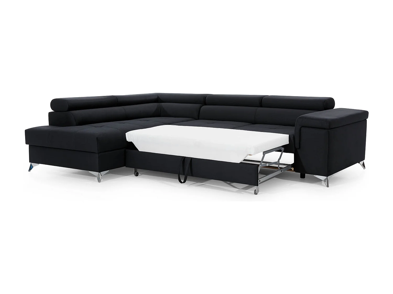 Canapé d'angle gauche convertible velours marron Marido 275cm