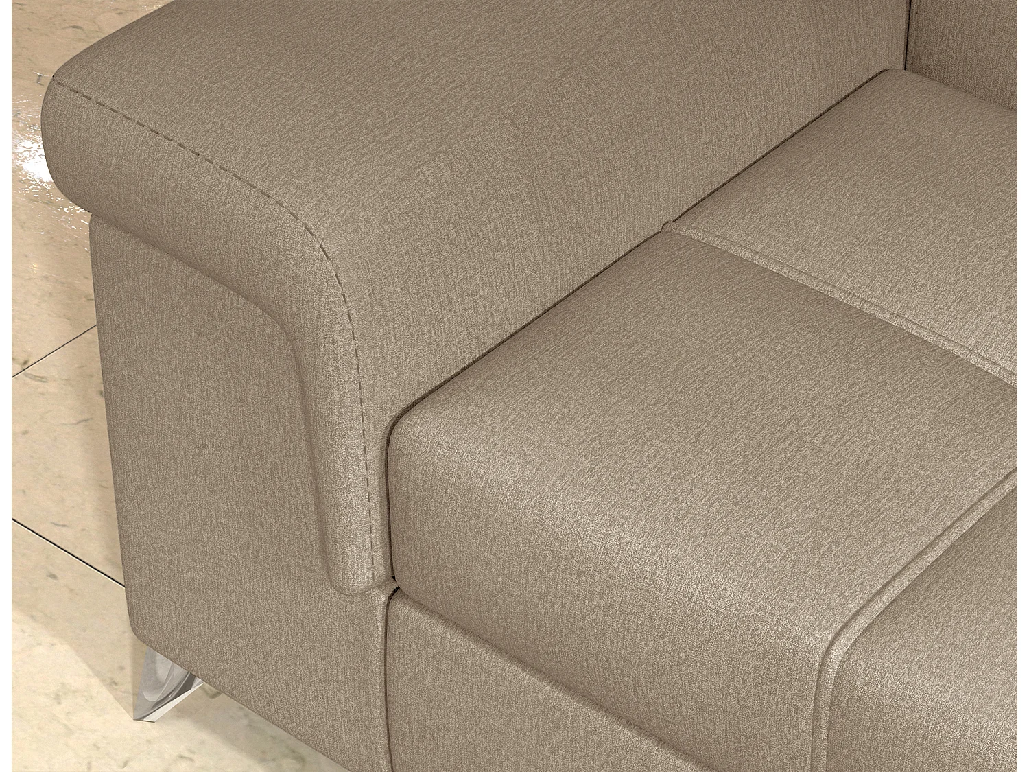 Sofá esquinero convertible de terciopelo MARIDO - Almacenamiento y reposacabezas ajustables-Marrón claro-Ángulo izquierdo