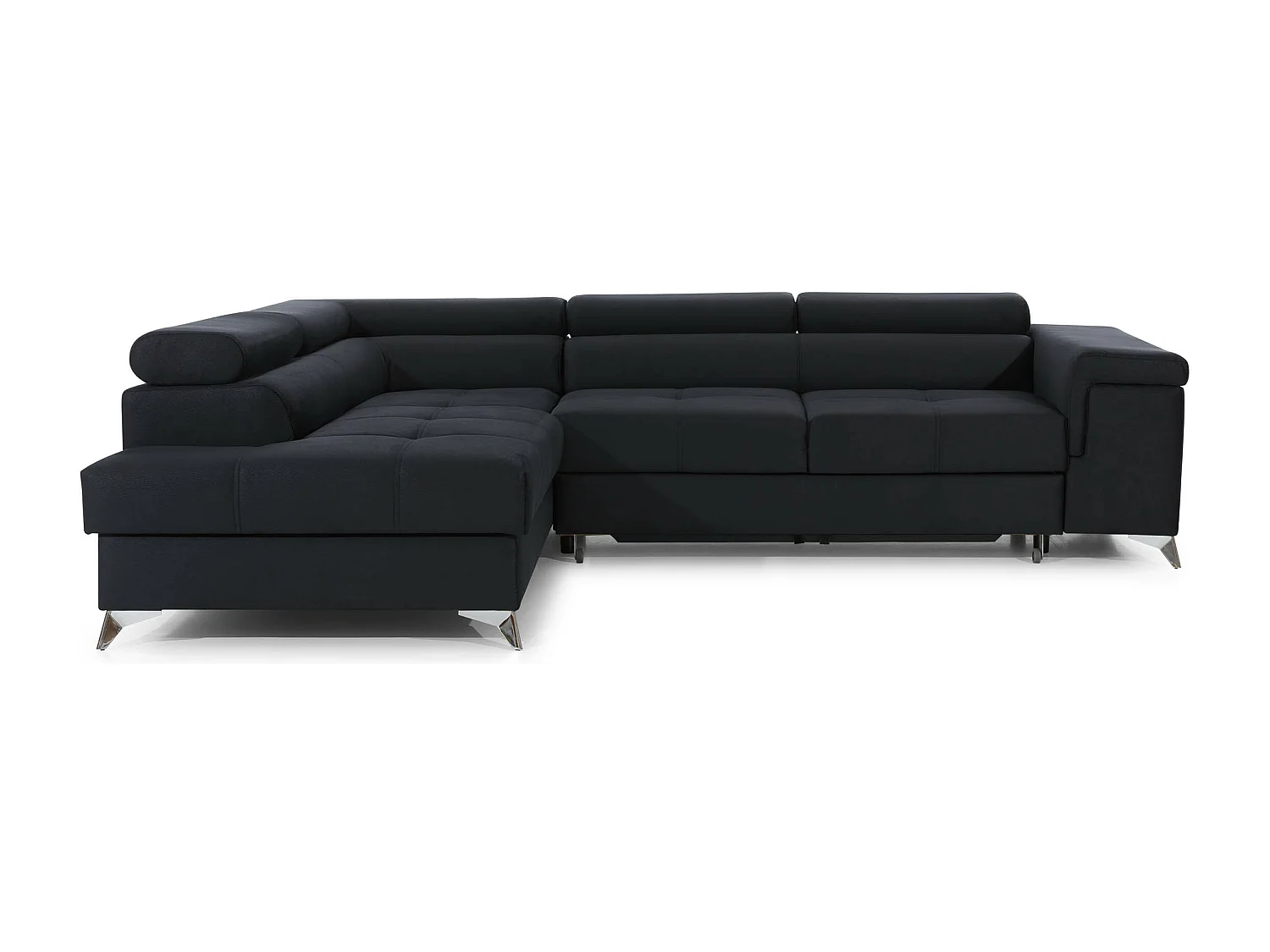 Canapé d'angle gauche convertible velours marron foncé Marido 275cm