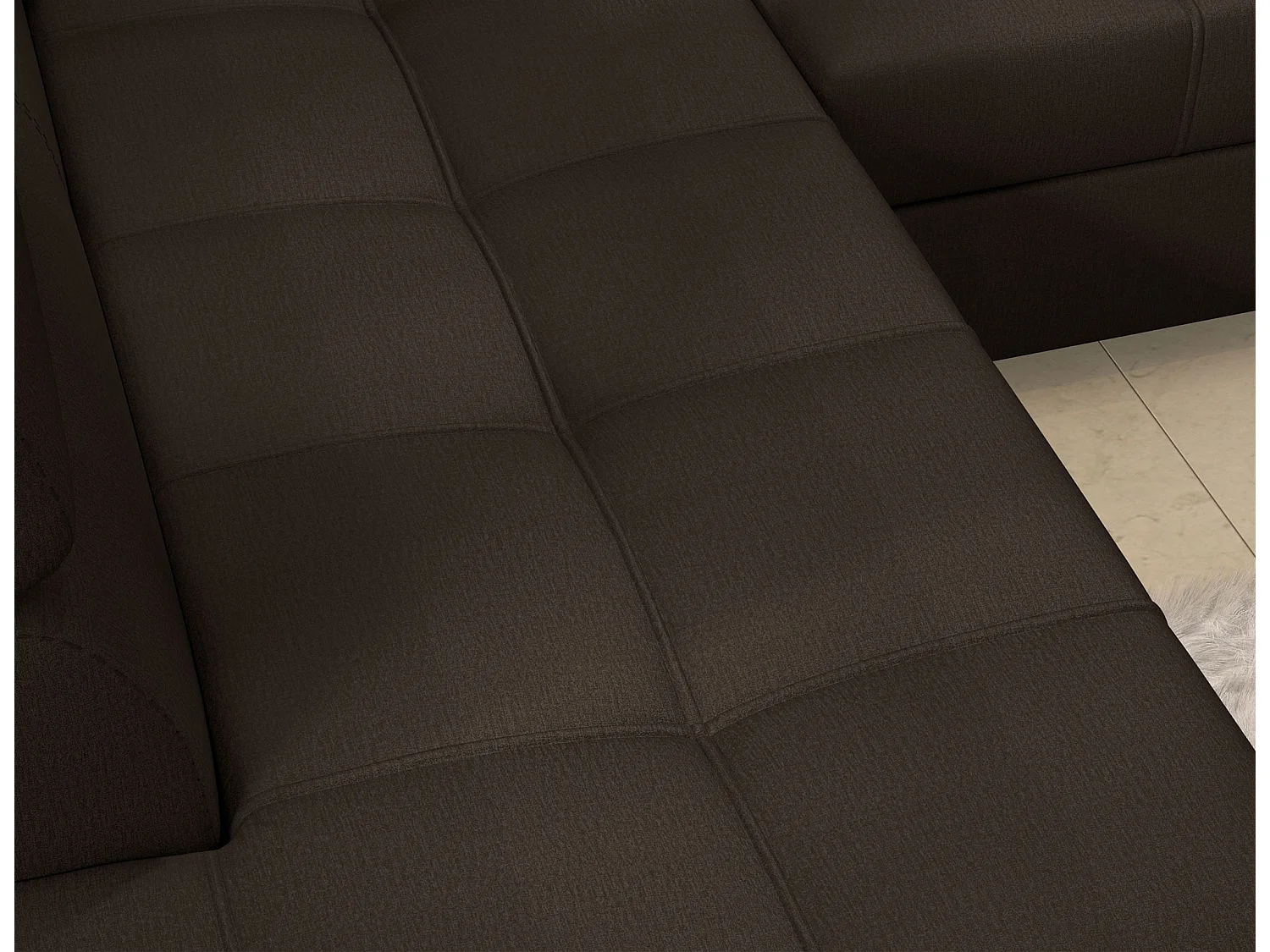 Sofá esquinero convertible de terciopelo MARIDO - Almacenamiento y reposacabezas ajustables-Marrón oscuro-Ángulo izquierdo