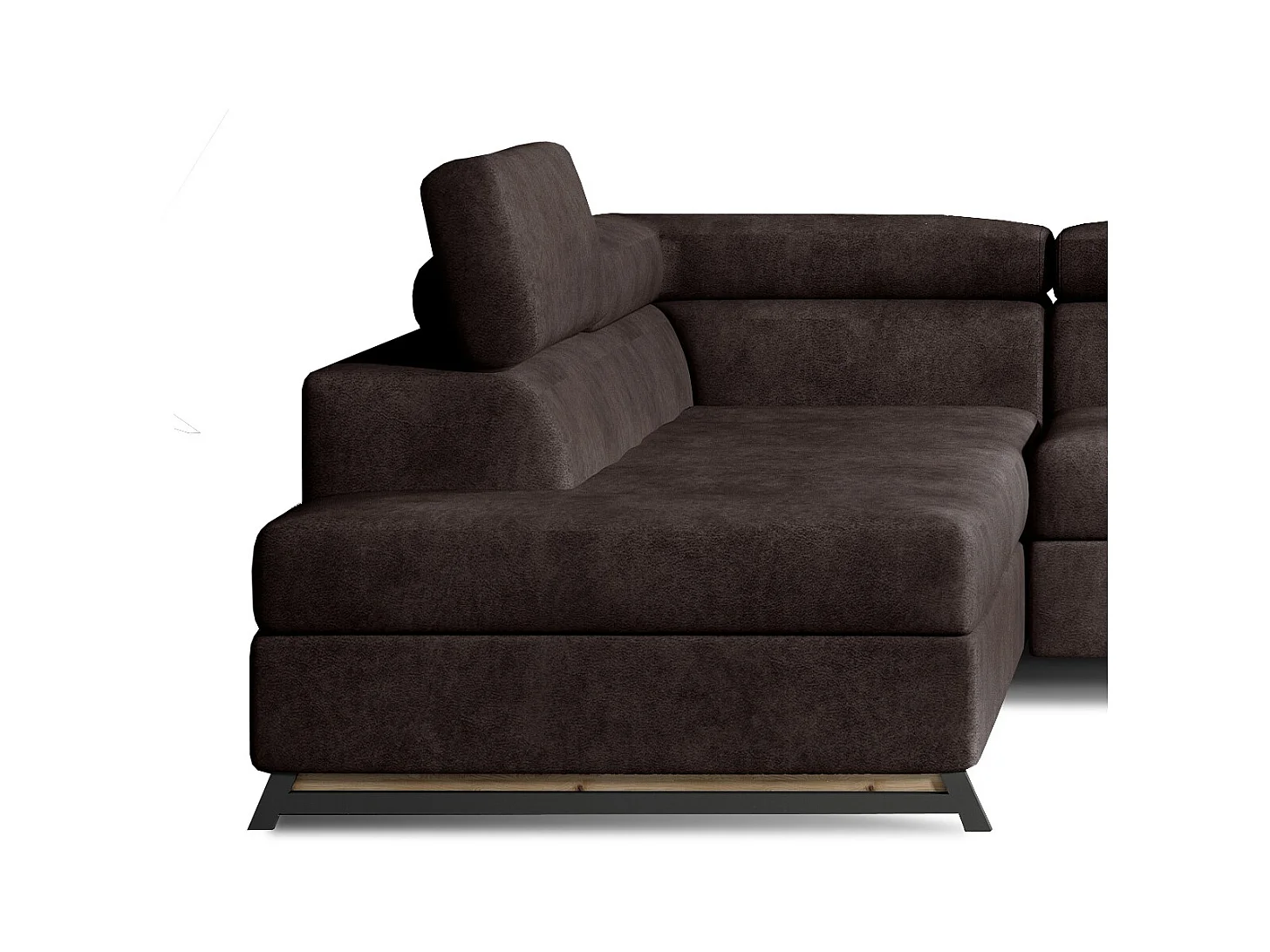 Canapé angle gauche convertible tissu marron avec têtières réglables Nikos 265cm