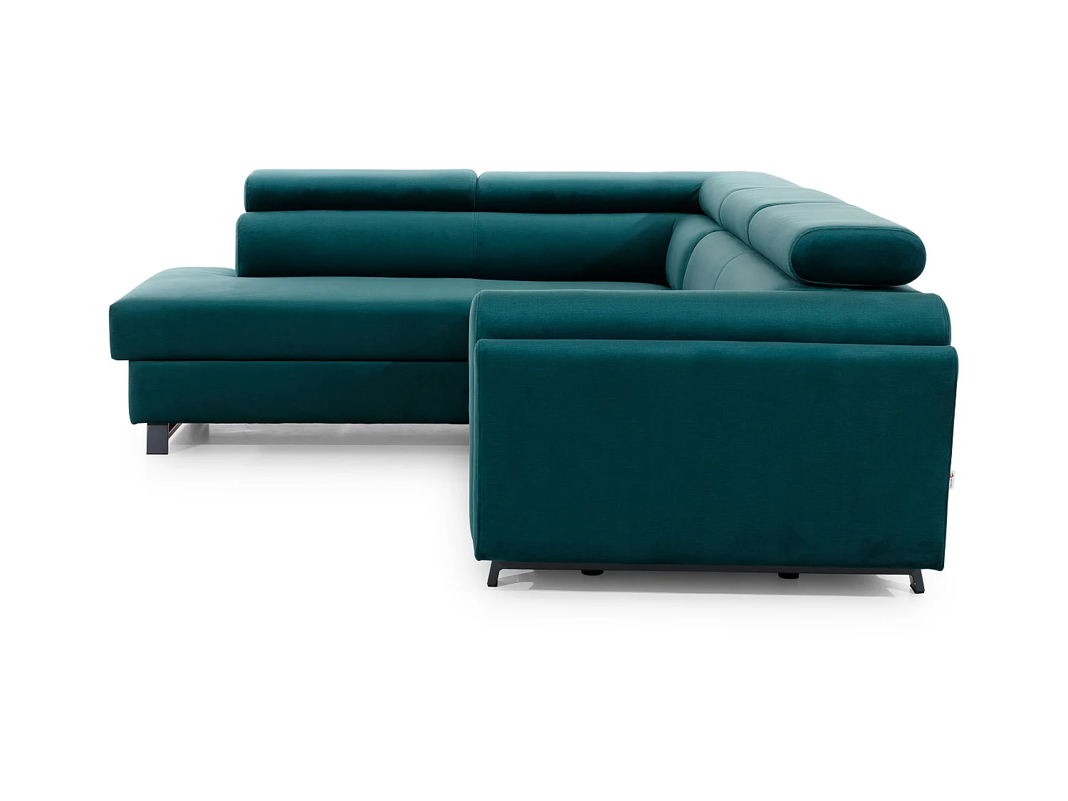 Canapé angle gauche convertible tissu marron avec têtières réglables Nikos 265cm