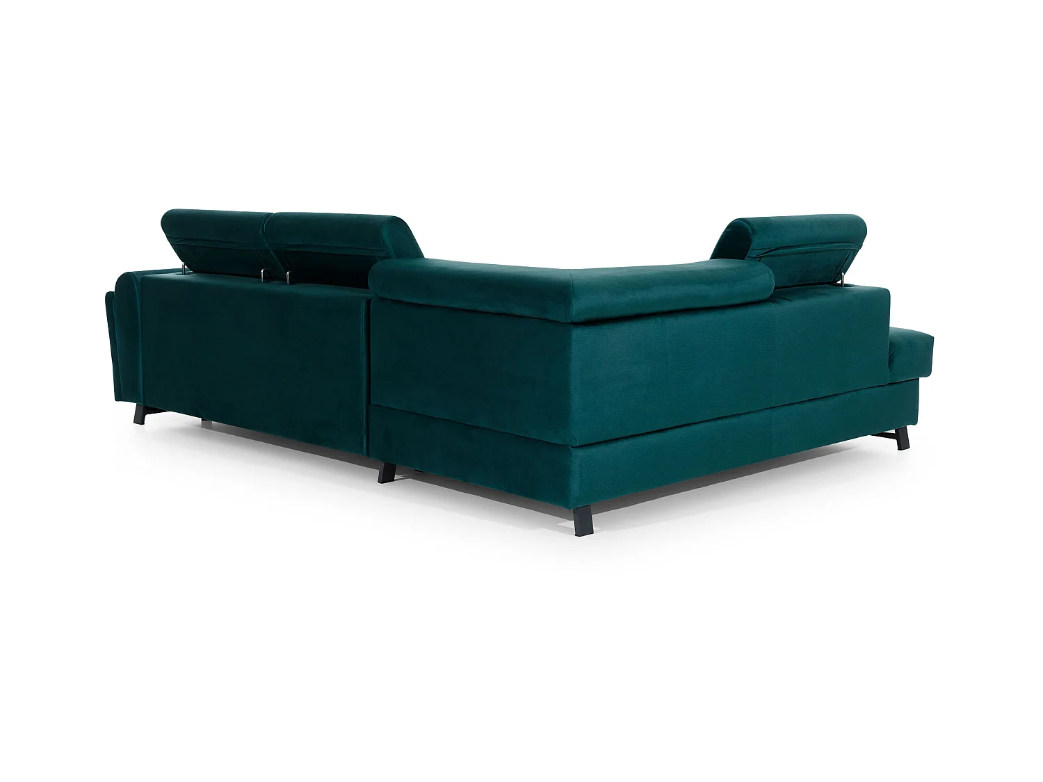 Canapé angle gauche convertible tissu marron avec têtières réglables Nikos 265cm