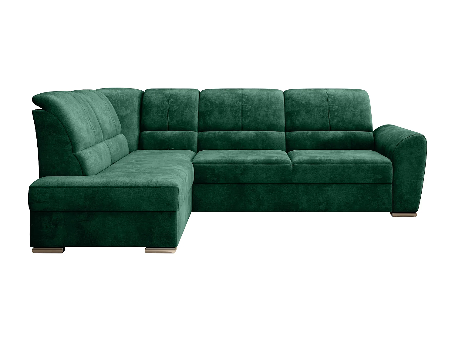 Converteerbare hoekbank links in zachtgroene stof en chroomstalen poten Zabor 270 cm