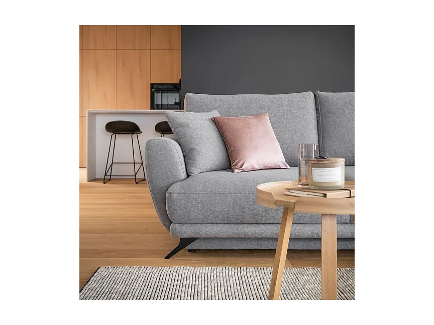 Canapé convertible angle droit tissu bleu klein Savary 280cm