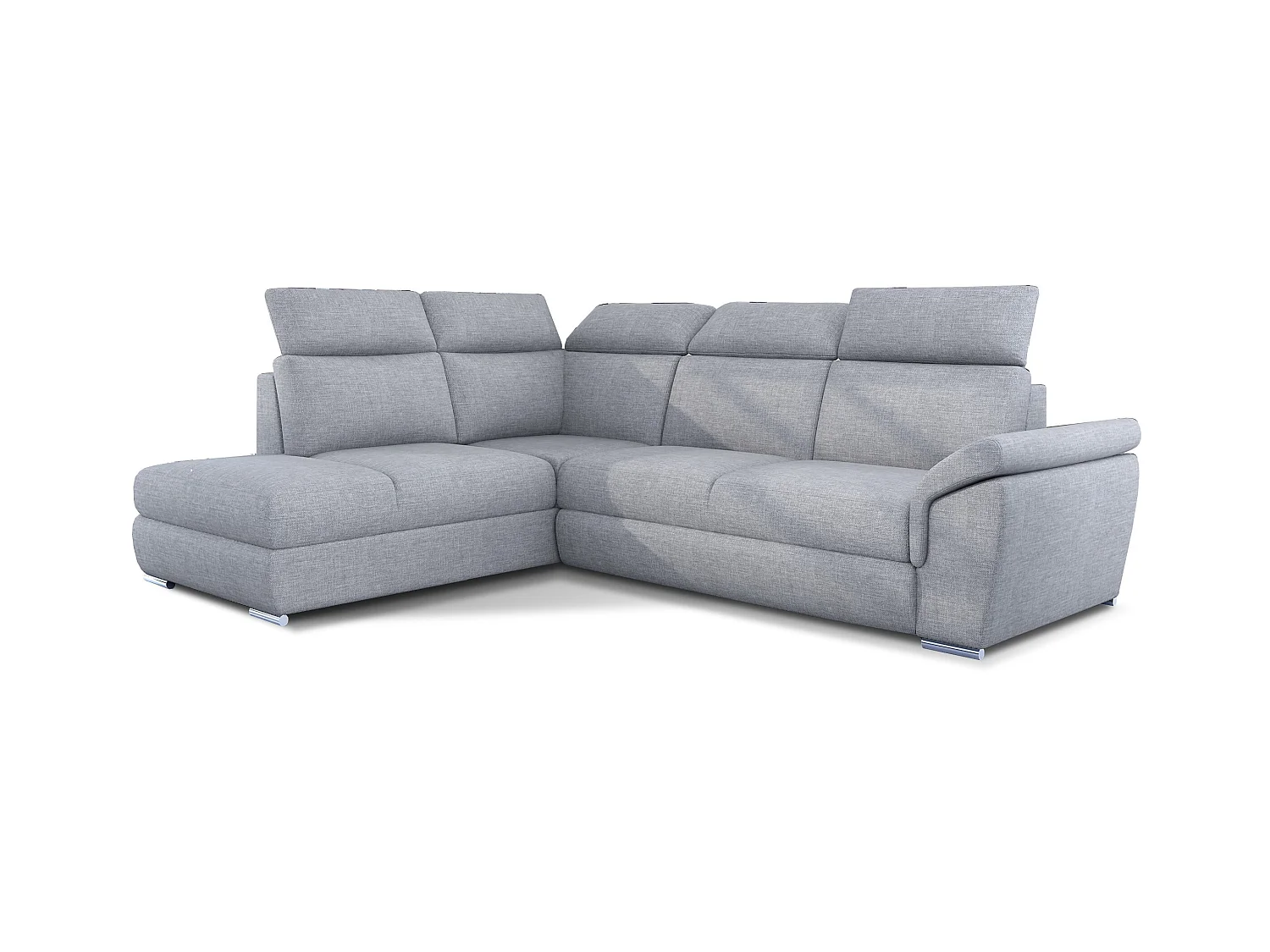 Canapé angle gauche convertible tissu gris clair avec appuis-tête réglables Kepita 260cm