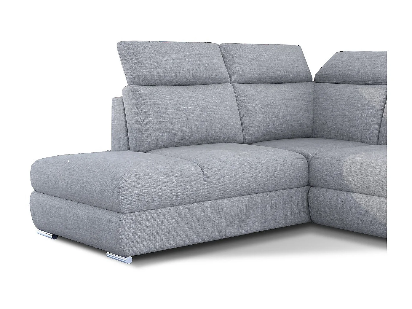 Canapé angle gauche convertible tissu gris clair avec appuis-tête réglables Kepita 260cm