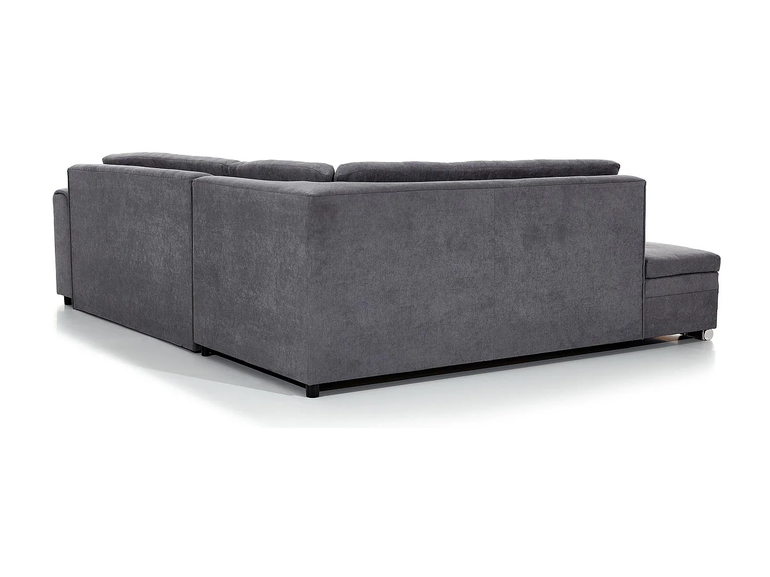 Converteerbare bank linkerhoek zwart fluweel en chroom Pika 260 cm