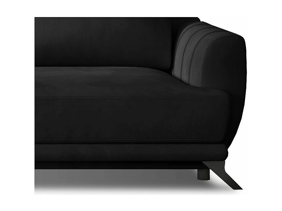 3/4-zits slaapbank in antraciet fluweel en zwart metalen poten Zora 250 cm