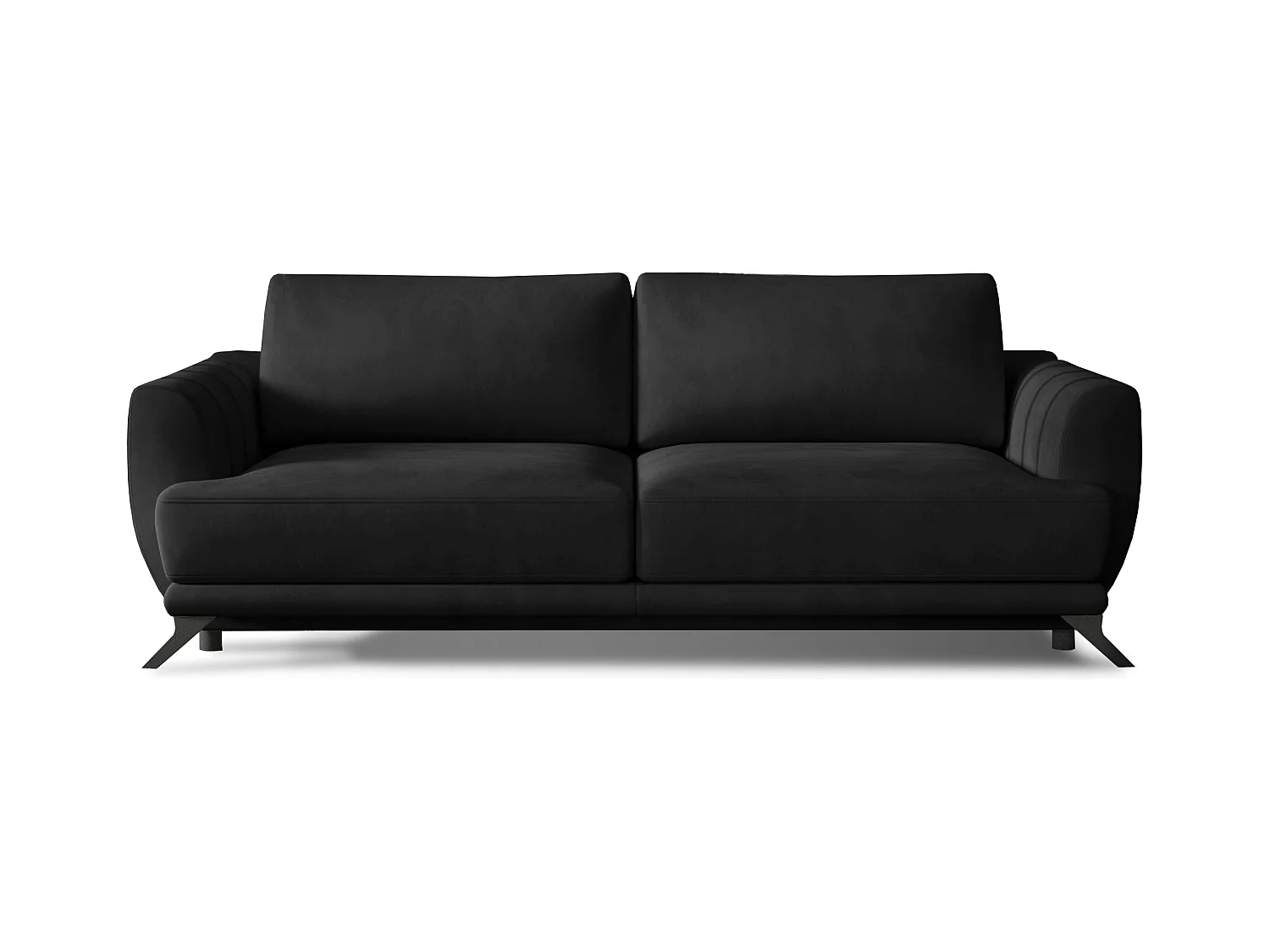 Canapé convertible 3-4 places velours anthracite et pieds métal noir Zora 250cm