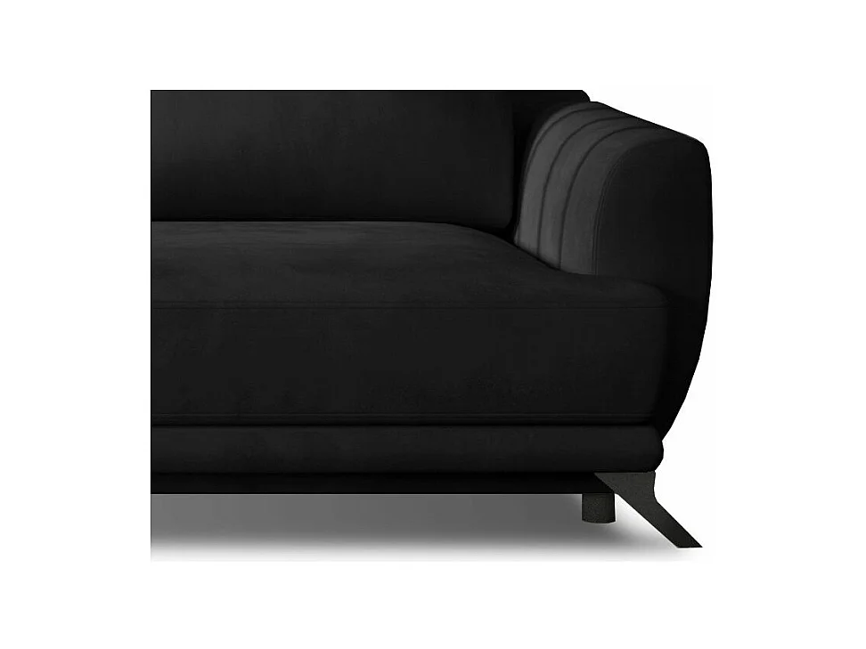 Canapé convertible 3-4 places velours anthracite et pieds métal noir Zora 250cm