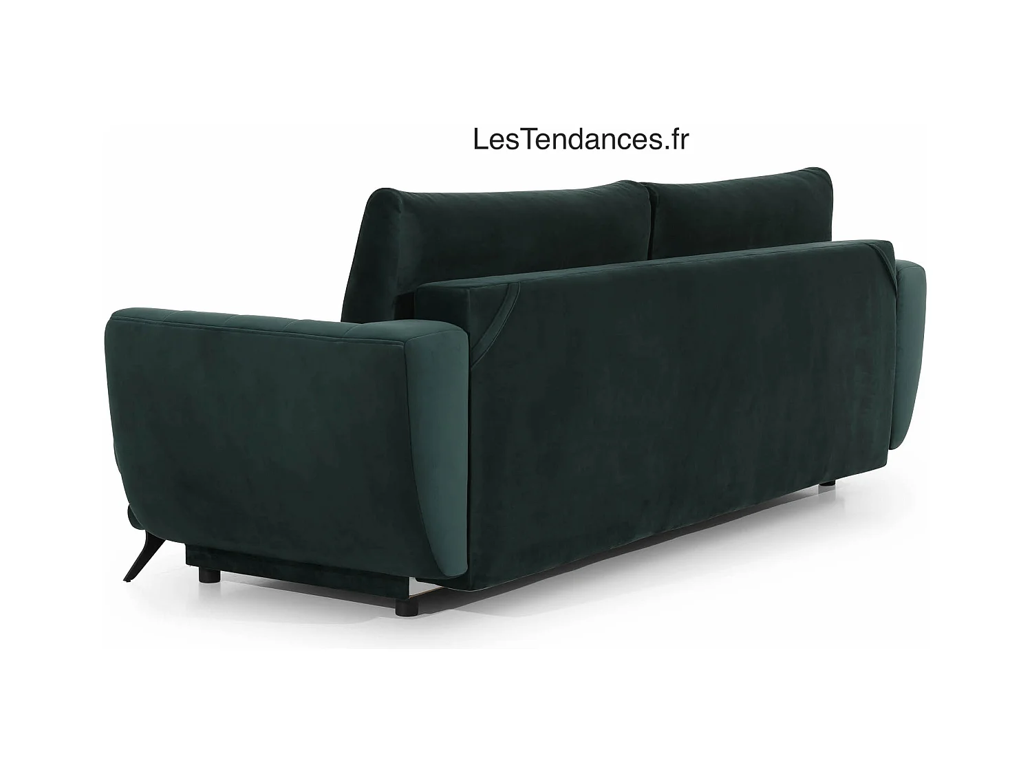 Canapé convertible 3-4 places velours anthracite et pieds métal noir Zora 250cm