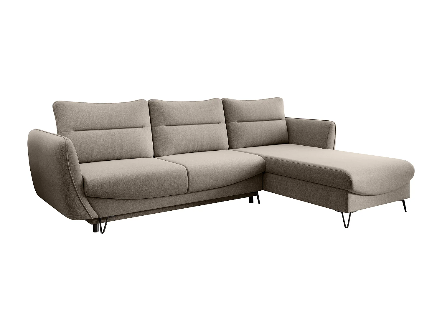 Canapé d'angle droit convertible tissu beige Zurik 276cm