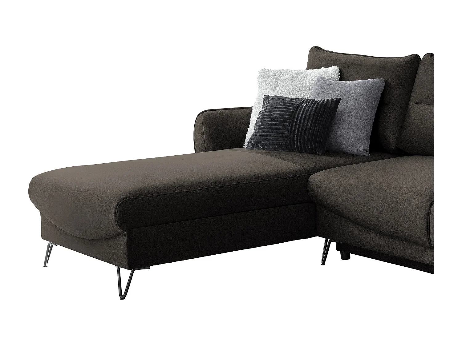 Canapé d'angle gauche convertible tissu doux marron Zurik 276cm