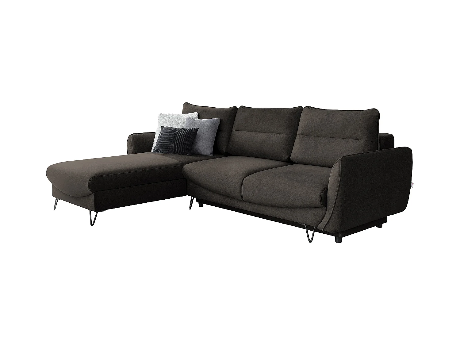 Canapé d'angle gauche convertible tissu doux marron Zurik 276cm