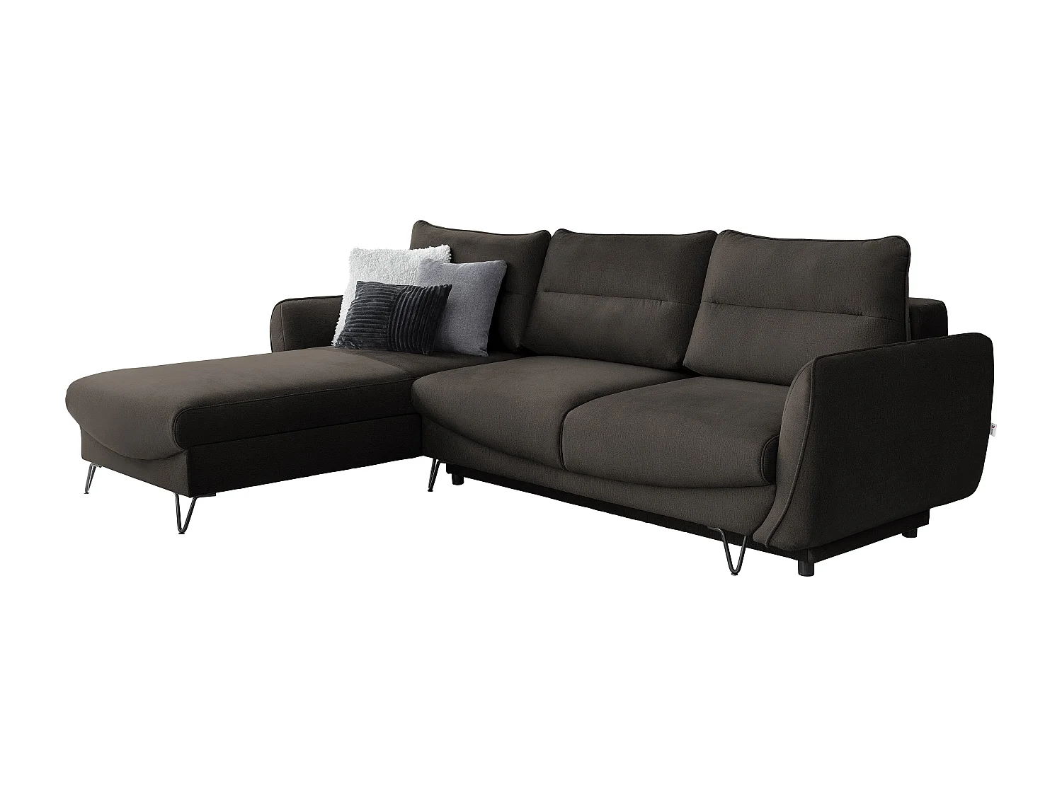 Canapé d'angle gauche convertible tissu doux marron Zurik 276cm