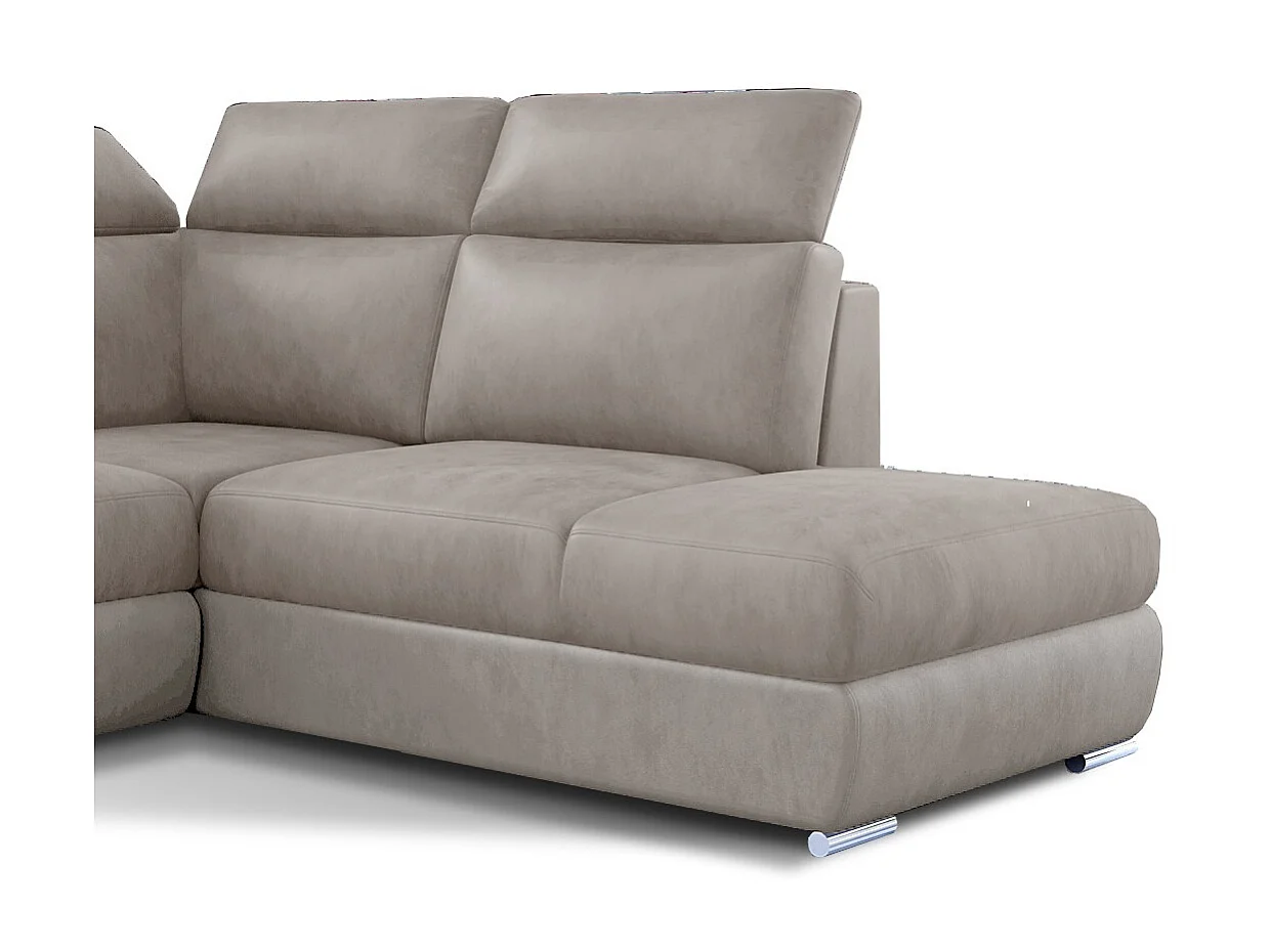 Canapé angle droit convertible velours marron clair avec appuis-tête réglables Kepita 260cm