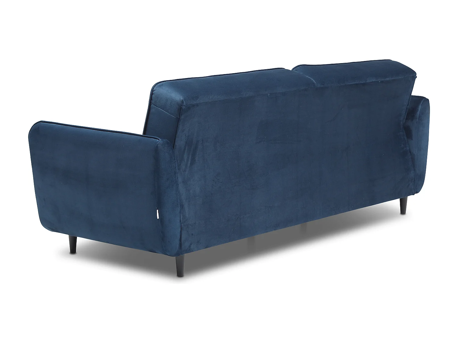 Canapé convertible 3 places velours marron meuse capitonné et pieds bois noir Bizza 220cm