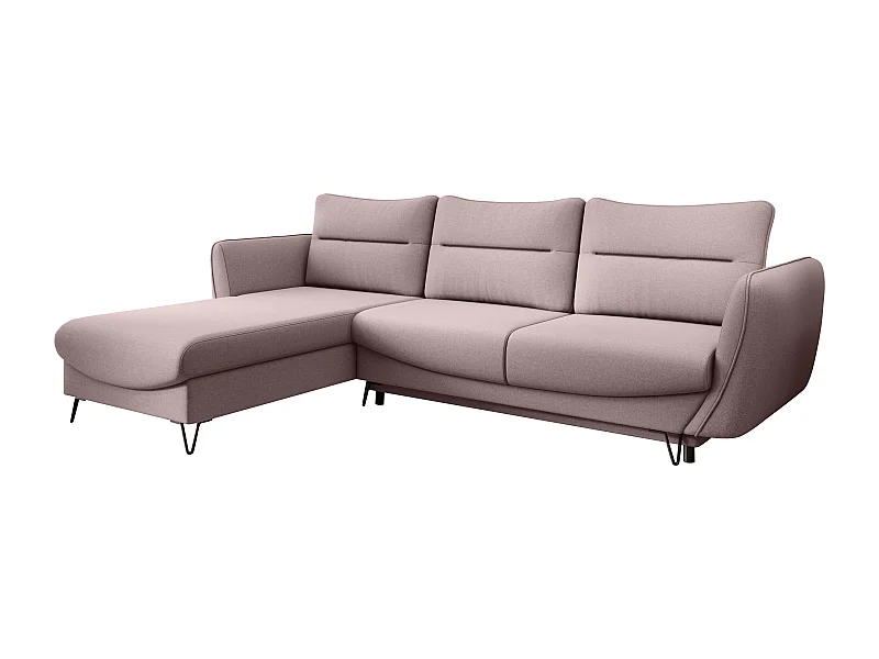 Canapé d'angle gauche convertible tissu rose clair Zurik 276cm