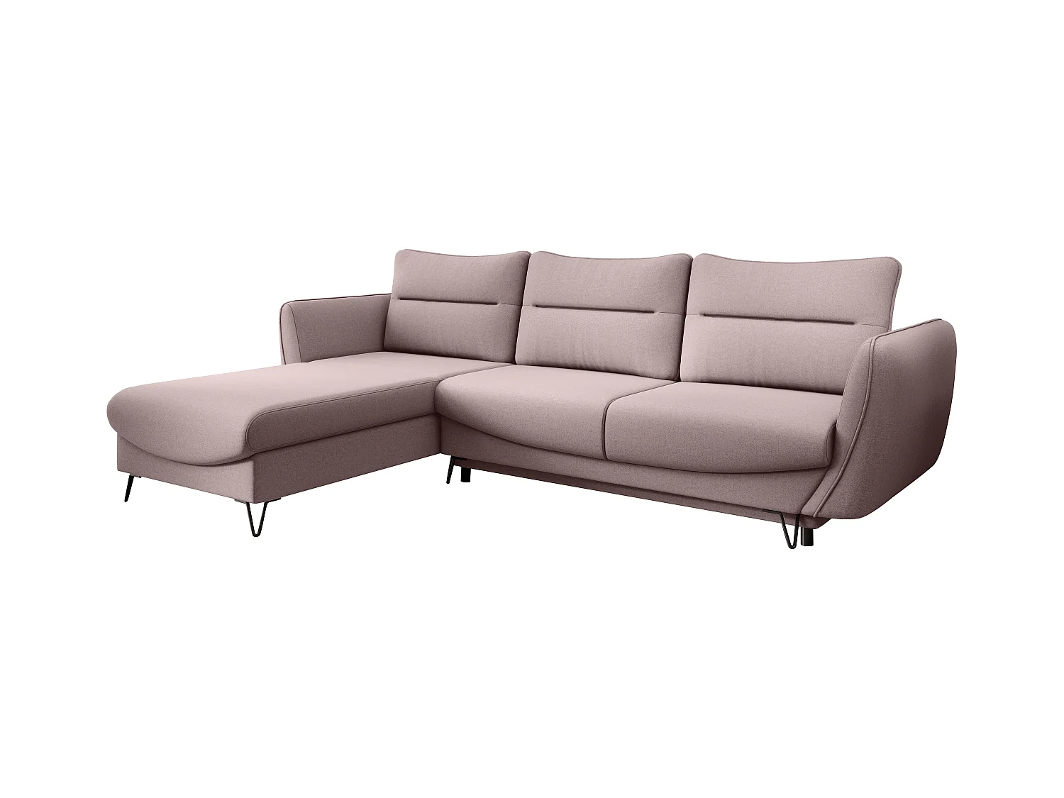 Canapé d'angle gauche convertible tissu rose clair Zurik 276cm