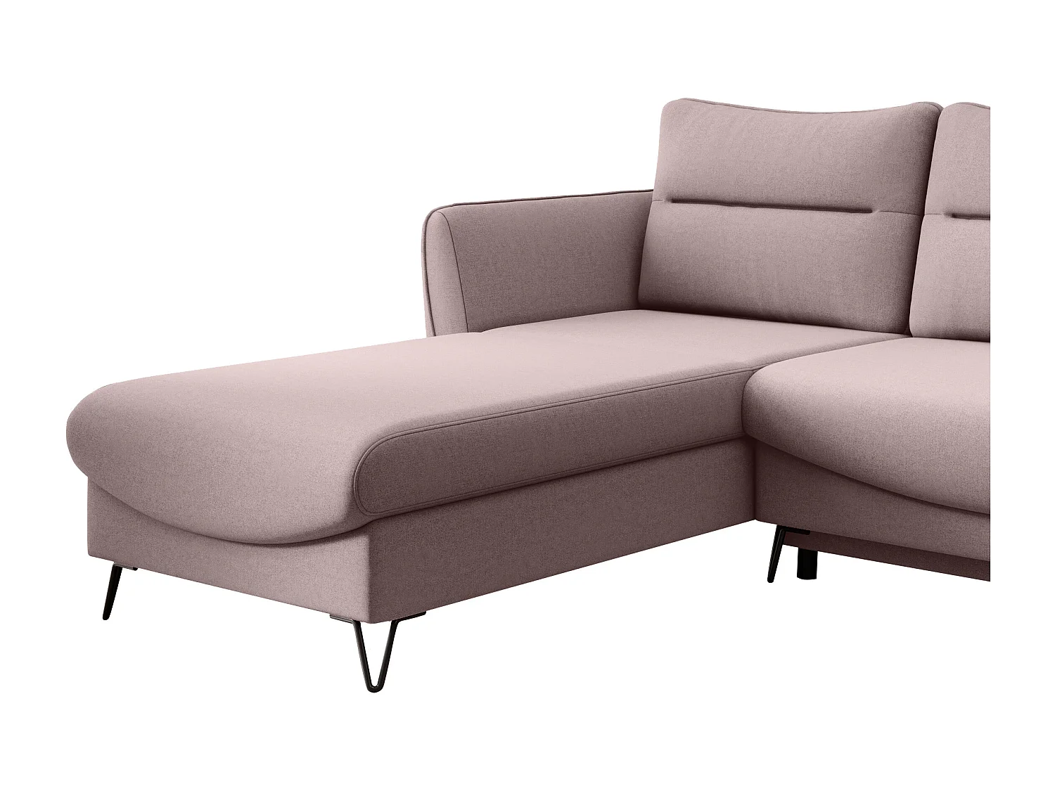 Canapé d'angle gauche convertible tissu rose clair Zurik 276cm