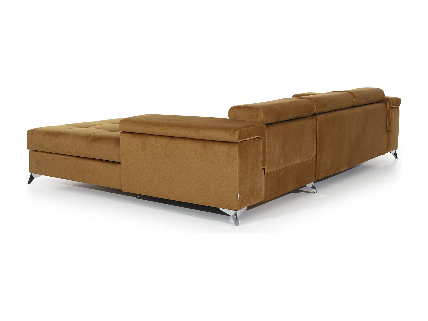 Canapé angle droit convertible tissu rose clair avec appuis-tête réglables Rikaro 280cm