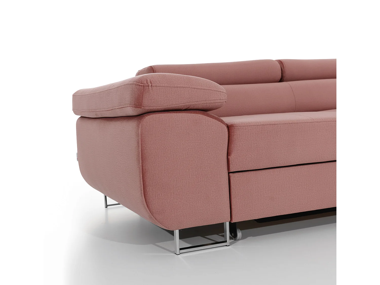 Fluwelen converteerbare hoekbank met opklapbare hoofdsteunen - Marka Collection-Kleur Bruin/lichtbruin-juiste hoek