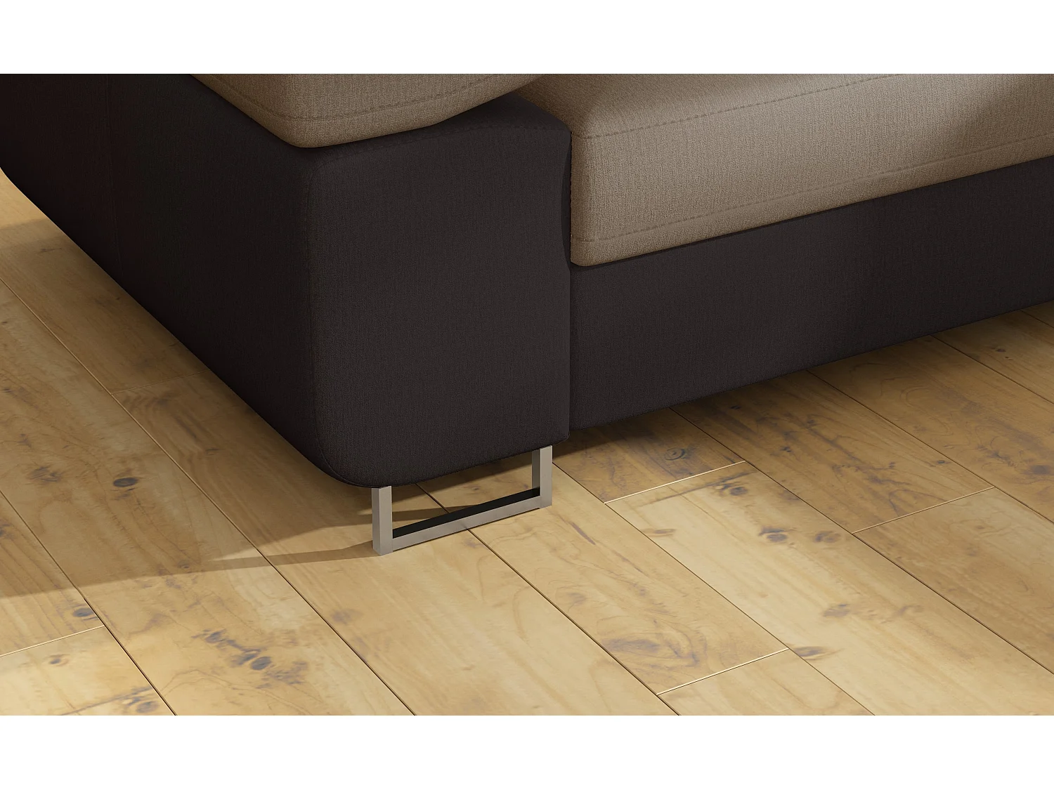 Sofá esquinero convertible en terciopelo con reposacabezas elevables - Colección Marka-Marrón/Marrón claro-Ángulos rectos